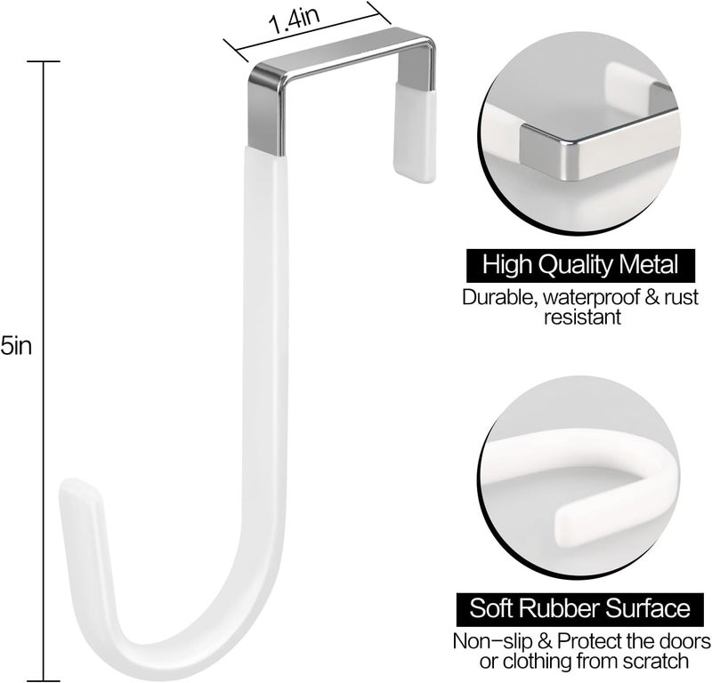 DkOvn 20 Pack Over The Door Hook, Door Hooks, White Rubber Surface Prevent Scratch Door Hanger Hooks for Bathroom, Living Room, Kitchen, Hanging Clothes, Towels, Bags - Image 3